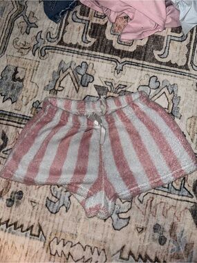Source Unknown Pink and White Striped Athletic Shorts